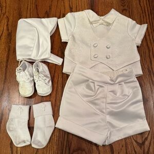 Baptism/ Christening 0-3M Baby Outfit with Socks, Shoes and Hat